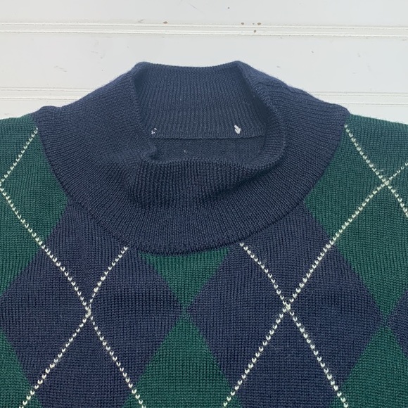 Vintage argyle sweater blue and green M - Picture 6 of 7